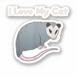 Adesivo Eu Amo Meu Gato Possum Divertido