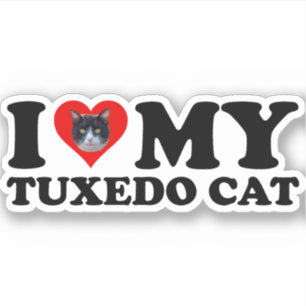 Adesivo Eu Amo Meu Gato Tuxedo