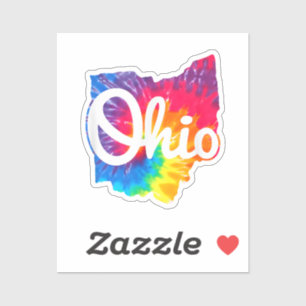 Adesivo Eu Amo Meu Lar Ohio Script Tie Dye Ohio