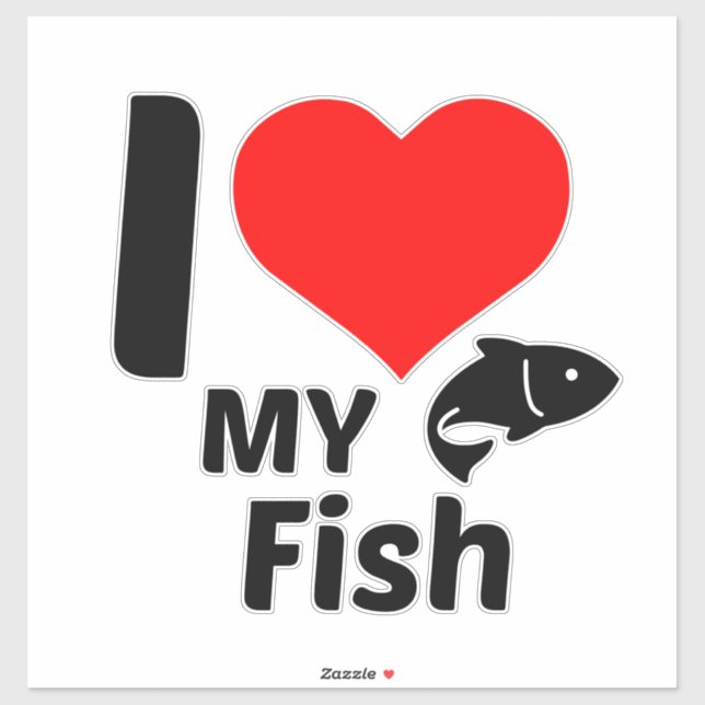 Adesivo Eu amo meu peixe (Folha)