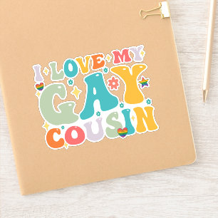 Adesivo Eu Amo Meu Primo Gay Groovy Rainbow LGBT Pride