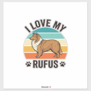 Adesivo Eu Amo Meu Rufus Design de Cachorro Vintage_1