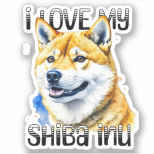 Adesivo Eu Amo Meu Shiba Inu Dono de Cachorro