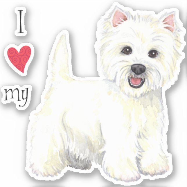 Adesivo Eu amo meu Westie Vinyl Sticker (Frente)