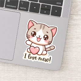 Adesivo Eu Amo Mew Kawaii Cat