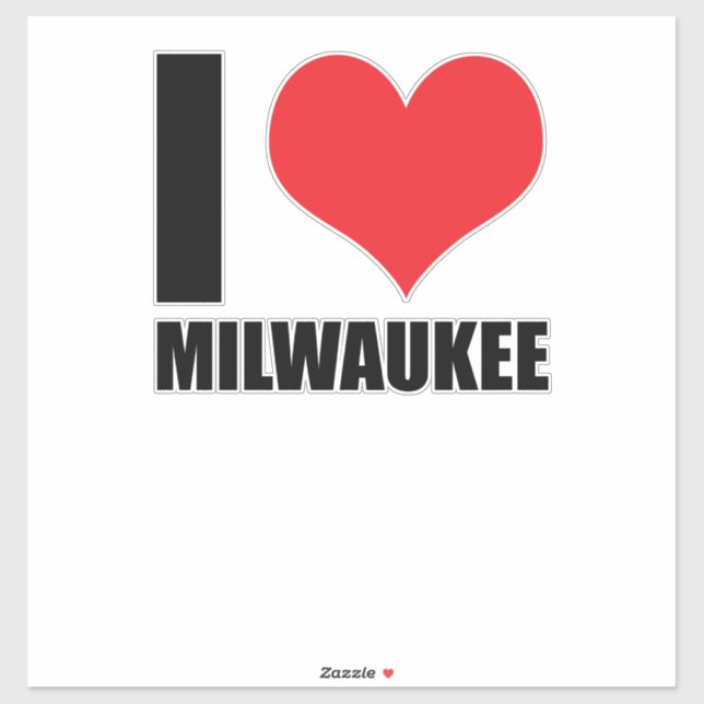 Adesivo Eu amo Milwaukee (Folha)