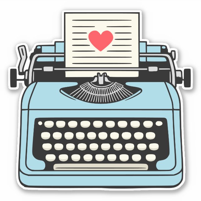 Adesivo Eu amo minha máquina de escrever (Frente)