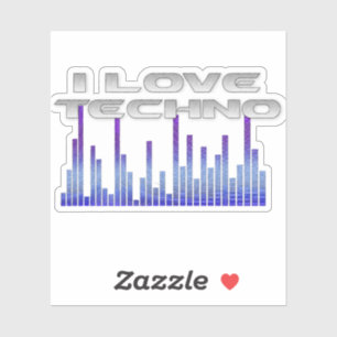 Adesivo Eu amo o Techno