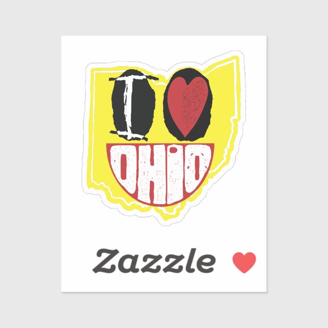 Adesivo Eu Amo Ohio Sorrindo De Rosto Feliz (Folha)
