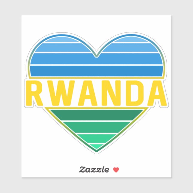 Adesivo Eu Amo Ruanda, Ruanda Ruandese Heart (Folha)