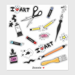 Adesivo Eu Amo Suprimentos De Arte