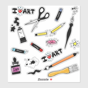 Adesivo Eu Amo Suprimentos De Arte