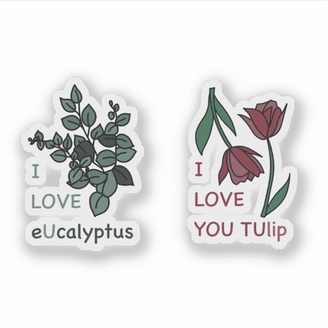 Adesivo EU AMO Ucalyptus E EU TE AMO TUlip (Frente)