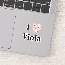 Adesivo Eu amo Viola Alto Clef Red Heart of Music Notes