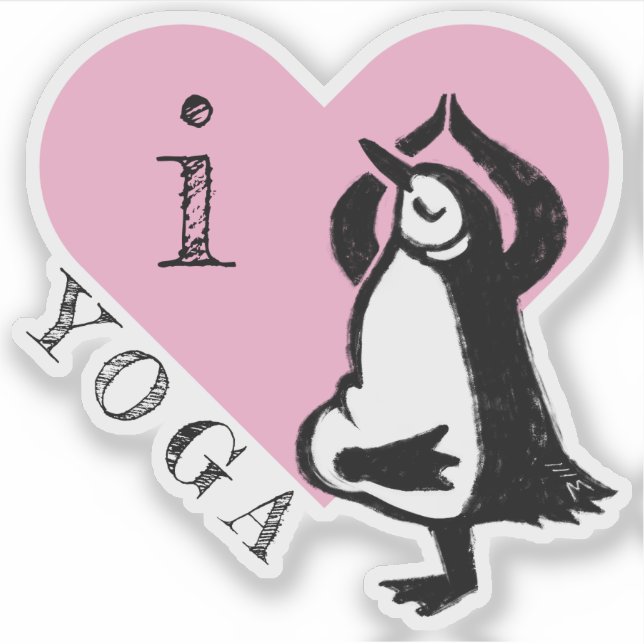 Adesivo Eu Amo Yoga Penguin (Frente)
