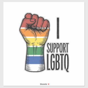 Adesivo Eu Apoio Camisa de Punho Orgulho Vintage LGBTQ Des