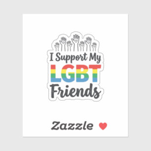 Adesivo Eu Apoio Meus Amigos LGBT Orgulho Arco-Íris Vetor
