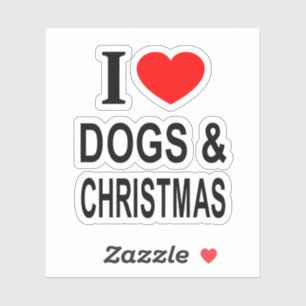 Adesivo Eu ❤️ CÃES & NATAL Eu AMO CÃES & NATAL Vinil