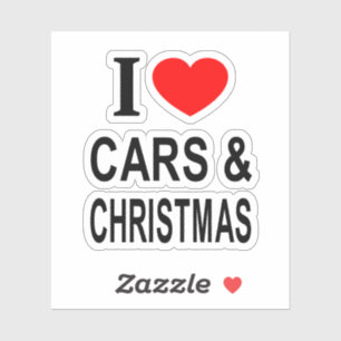 Adesivo Eu ❤️ CARROS & NATAL Eu AMO CARROS & NATAL Vinil