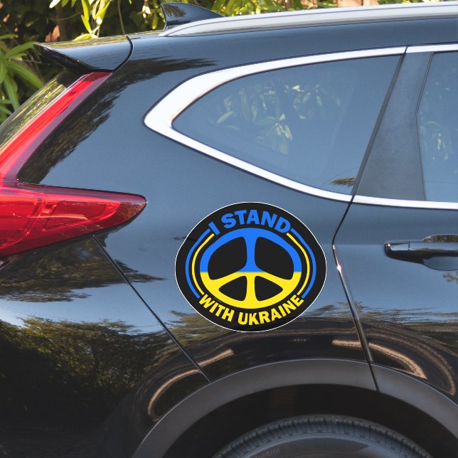 Adesivo Eu fico com o símbolo de paz da Ucrânia (Lado do carro)