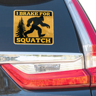 Adesivo Eu Freio Para Squatch Retro Bigfoot Amarelo Engraç