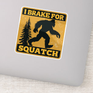 Adesivo Eu Freio Para Squatch Retro Pé-Grande Preto e Amar
