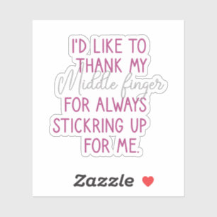 Adesivo Eu Gostaria De Obrigado Meu Dedo Médio, Engraçado