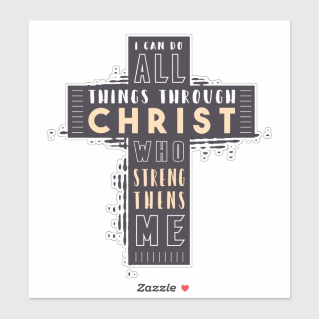 Adesivo Eu Posso Fazer Tudo Através De Jesus Cristo Que Es (Folha)