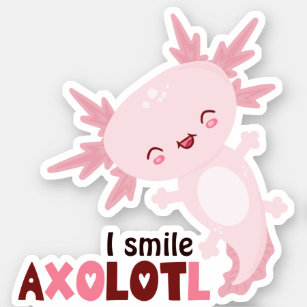 Adesivo Eu Sorrio Muito Kawaii Axolotl
