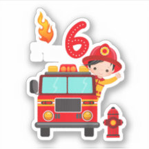 Eu sou 6 Birthday Boy Fire Engine Truck Toddler Fi