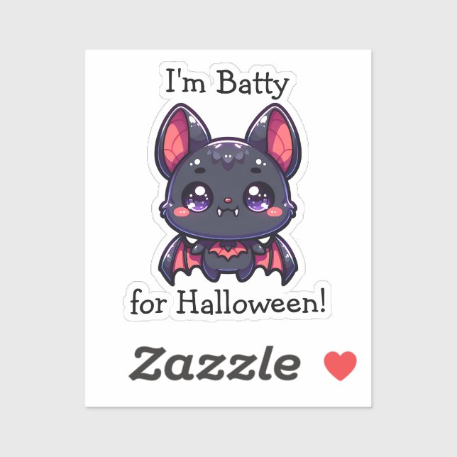 Adesivo Eu sou Batty para o Halloween Personalizado (Folha)