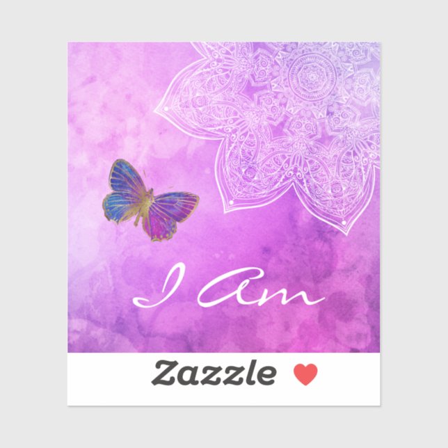 Adesivo *~* Eu sou o Sticker da Borboleta da Meditação Man (Folha)