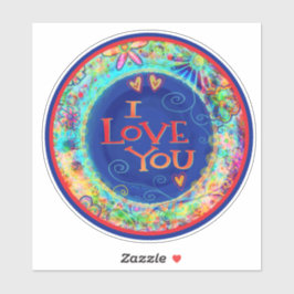 Adesivo Eu Te Amo Inspirivência Diversão Azul Trendy Flora