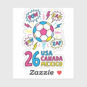 Adesivo EUA Canadá México 2026 Futebol Arte Pop Estilo Qua