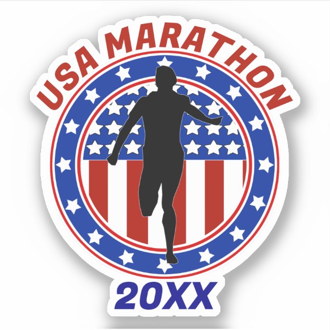Adesivo EUA Patriotic MARATHON / RELAY RUN (Frente)