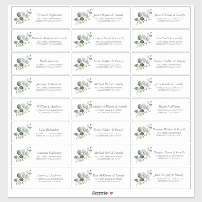 Adesivo Eucalyptus Greenery Nomes de Convidados Menores (Folha)