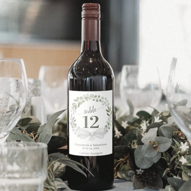 Adesivo Eucalyptus Wreath Wedtable Number Vinho Label (Criador carregado)