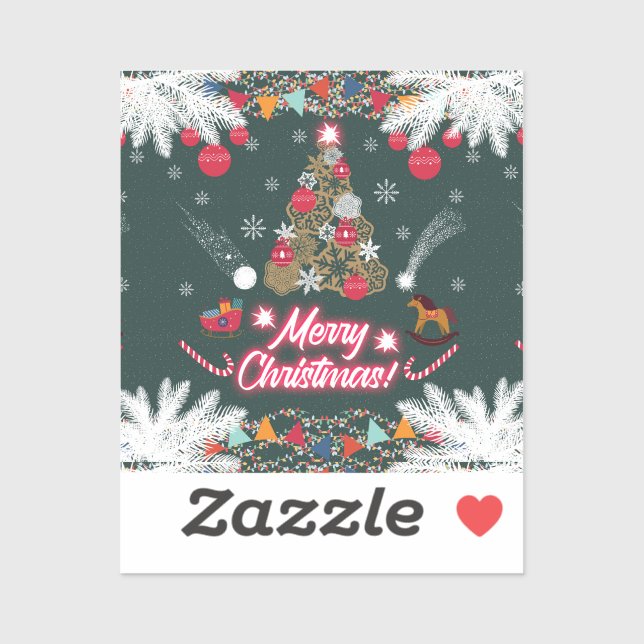 Adesivo Evergreen Joy do Natal (Folha)