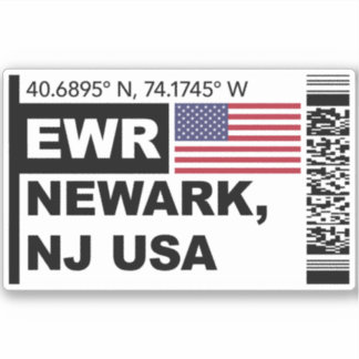 Adesivo EWR Newark Boarding Pass - New Jersey Travel