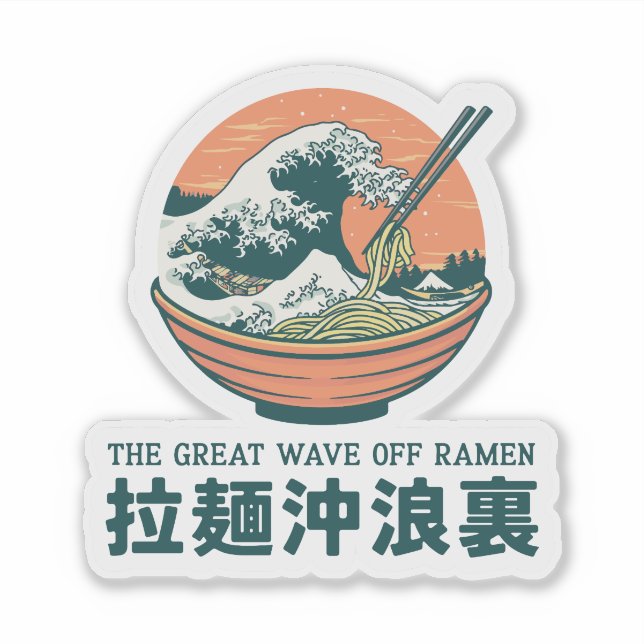 Adesivo Excelente do Japão Ramen Wave Ukiyoe (Frente)