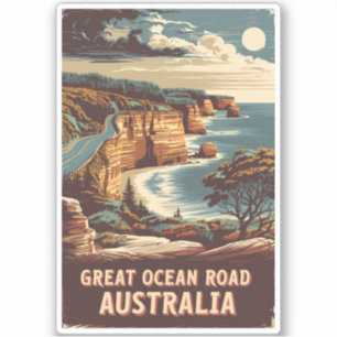 Adesivo Excelente Ocean Road Austrália Ilustração Viagem A