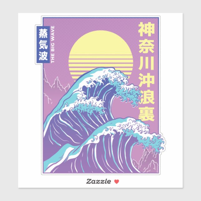 Adesivo Excelente Wave Vaporwave Kanagawa (Folha)