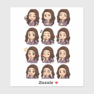 Adesivo Expresse Tudo: Pacote de Menina Chibi Fofa