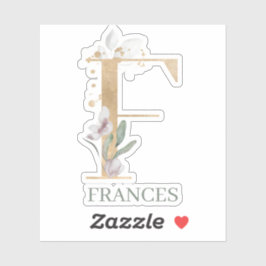 Adesivo F Monograma Floral Personalizado