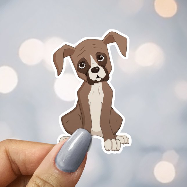 Adesivo Fã de Cachorro Boxer Marrom Fofo (Criador carregado)