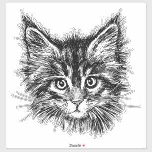 Adesivo Face de Kitten Preta e Branca