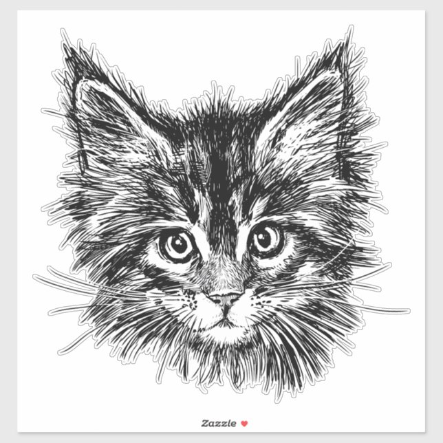 Adesivo Face de Kitten Preta e Branca (Folha)