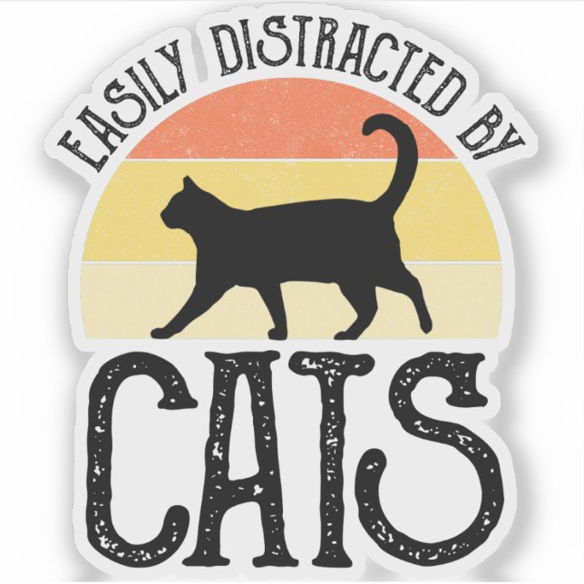 Adesivo Fácil Distração Por Gatos (Frente)