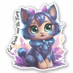 Adesivo Fae Cat Sticker - "Coma, Beba e Seja Frágil"