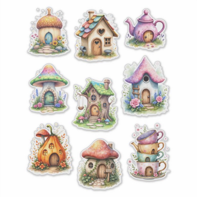Adesivo Fairy Houses Style #2 Sticker Sheet (Frente)